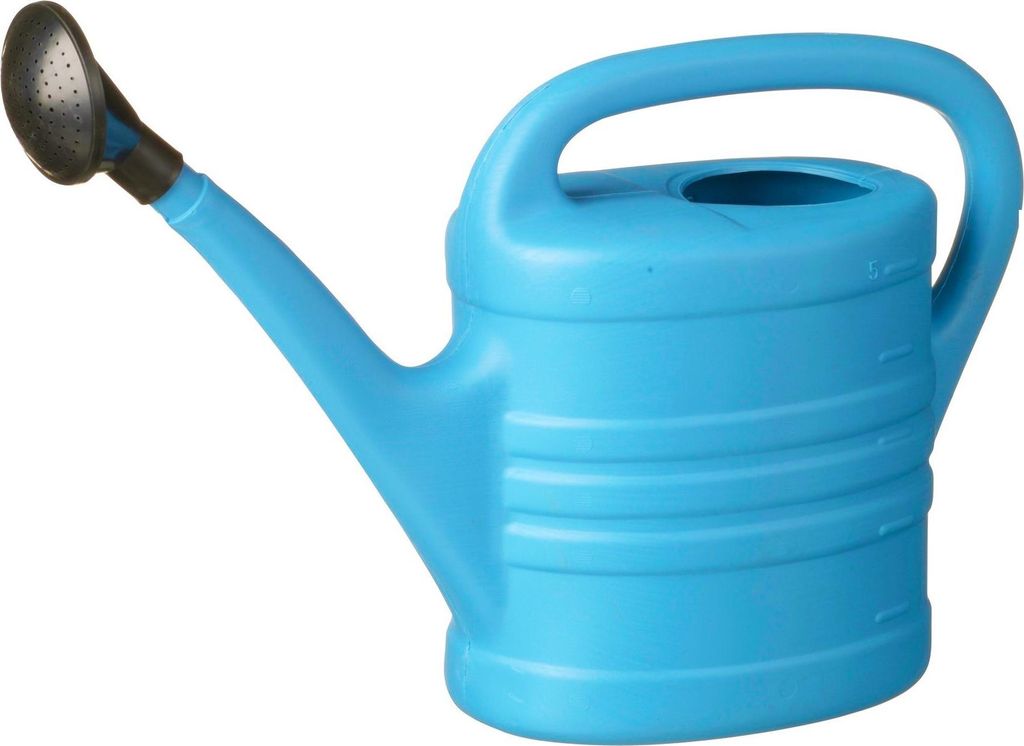 Nature Gieskanne - blau - Kunststoff - mit Besenkopf - 5 Liter