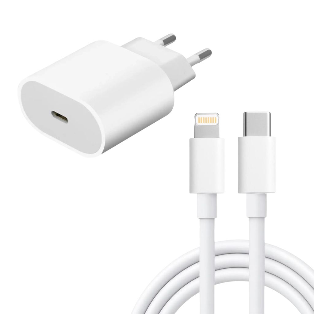 USB-C Ladegerät 20W + 1m iPhone Lightning Ladekabel – Schnellladegerät mit Ladekabel für iPhone 5 bis 14 Pro Max, iPad, iPod & AirPods