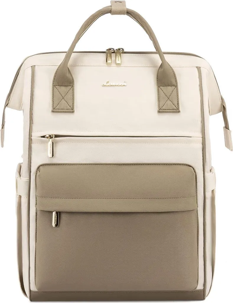Sac à dos Informatique Femme pour PC 15,6 Pouces Étanche Beige Kaki