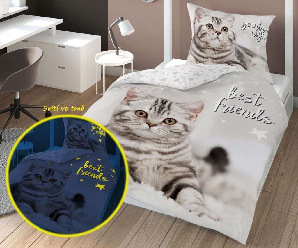 DETEXPOL Posteľná bielizeň Best Friends Kitten, 140/200, Obrázok produktu 