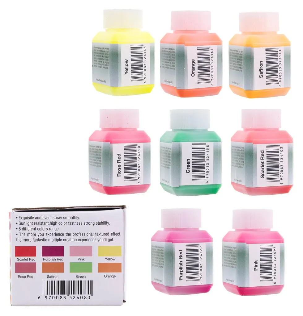 Set de Peintures Acryliques Fluos 8 x 30ml pour Customisation Aérosol - 2