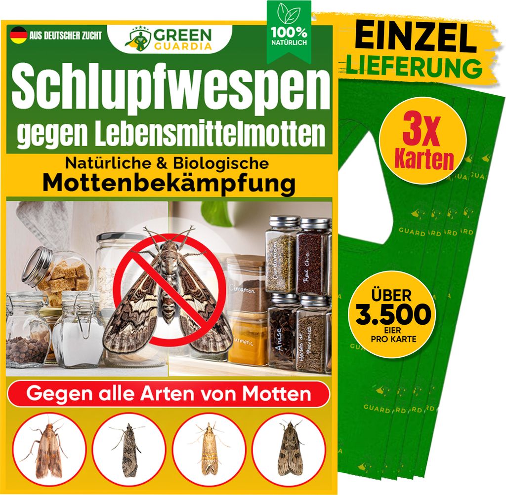Schlupfwespen gegen Lebensmittelmotten, 1 Karte x 3 Produktbild 