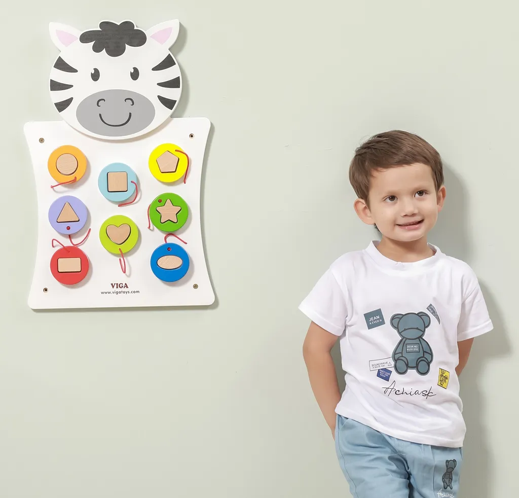 Tableau d'Éveil Mural en Bois pour Apprendre les Formes et Couleurs - 3