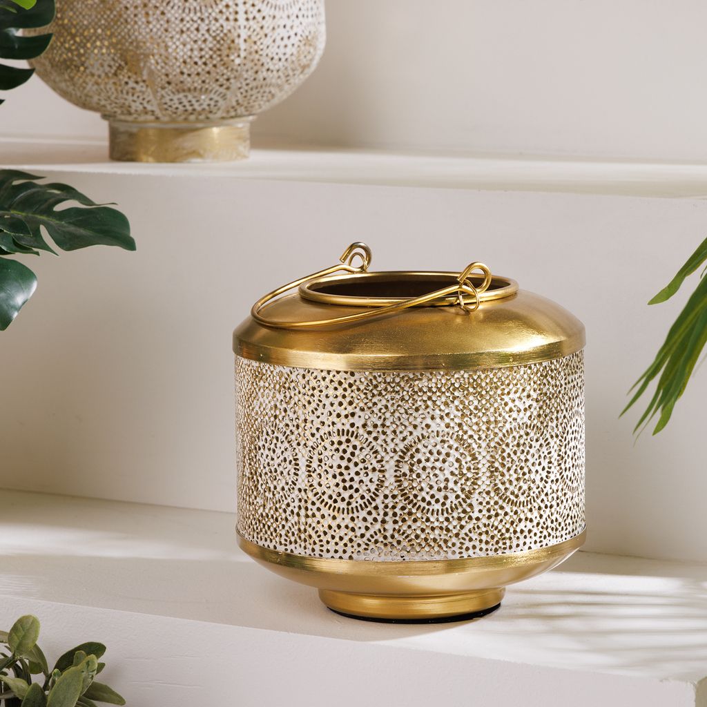 riess-ambiente Deko Windlicht ORIENT 20cm gold Metall mit Patina Laterne Kerzenständer Dekoration