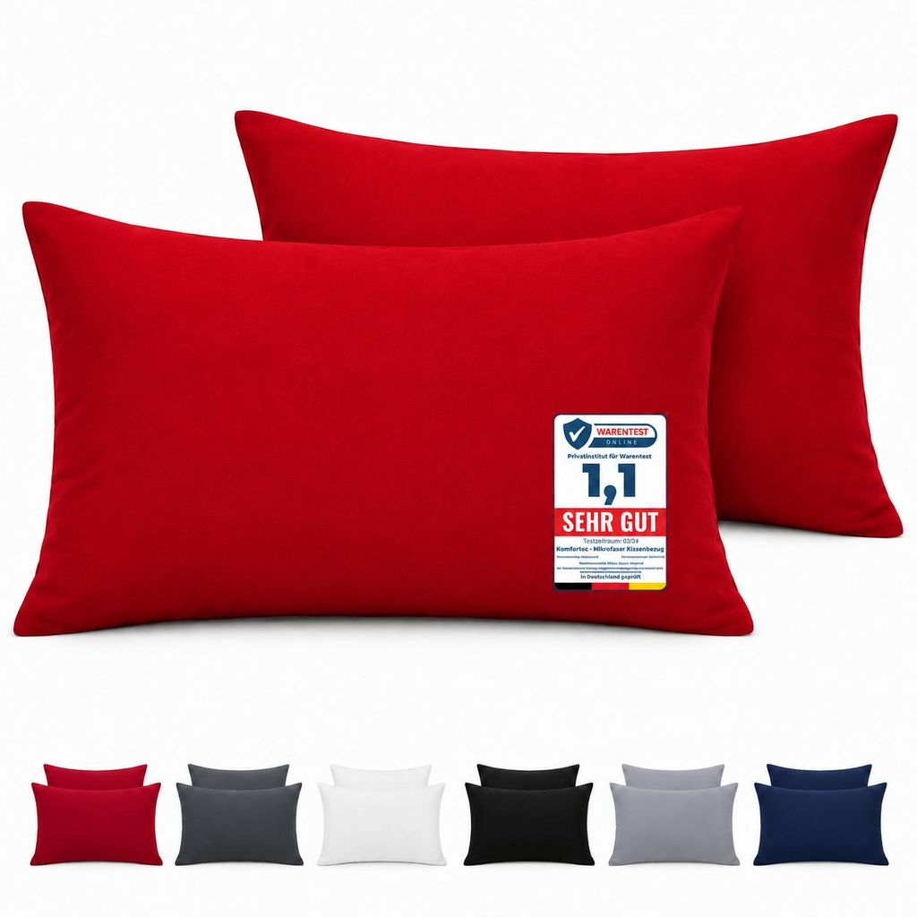 Komfortec Premium Kissenbezug 50x70 cm – 2er Set – Produktbild  KI-generiertes Bild