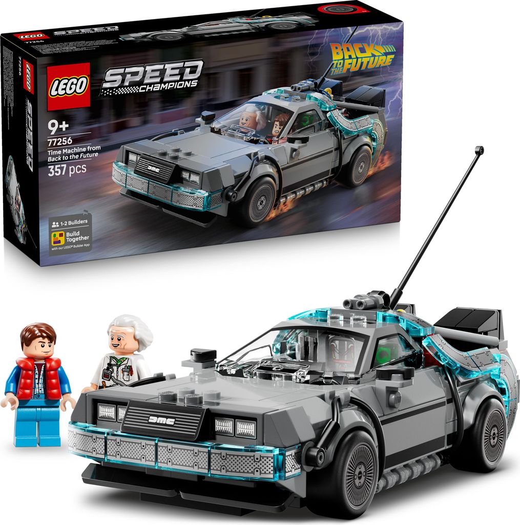 LEGO Speed Champions Zeitmaschine aus Zurück in die Zukunft - Kinder Spielzeug mit Automodell und 2 Minifiguren - Marty McFly und Doc Brown - Krea...