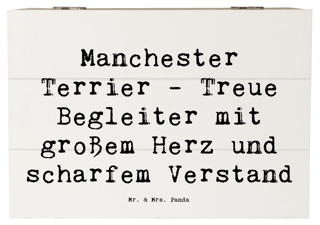 Mr. & Mrs. Panda Truhe Spruch Manchester Terrier Begleiter 22 x 15 cm - Weiß - Geschenk, Hund, Holzkiste, kiste holz, Hunderasse, sozialer, Hunder...