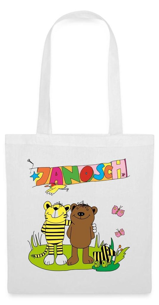 Spreadshirt Janosch Tiger und Bär Freundschaft Stoffbeutel, One size, Weiß