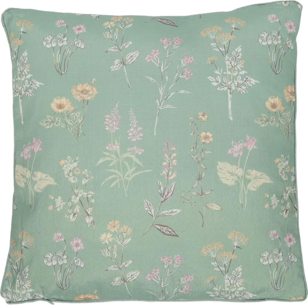 Coussin déco motif floral vert 45x45 pour une ambiance zen et nature