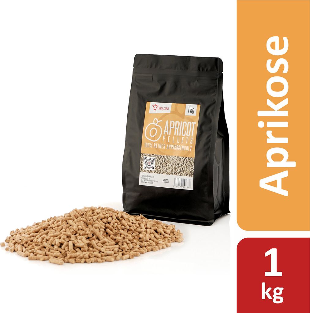 BBQ-Toro Apricot Pellets aus 100% Aprikosenholz, 1 kg, Ofenholz für Grill, Smoker, BBQ und mehr