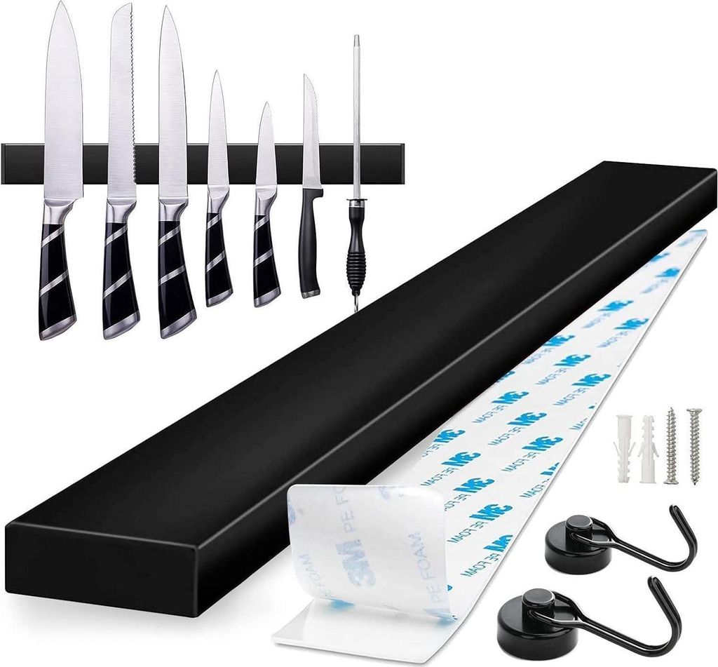 Magnetleiste Messer 40cm Edelstahl Schwarz Selbstklebend 2 Produktbild 