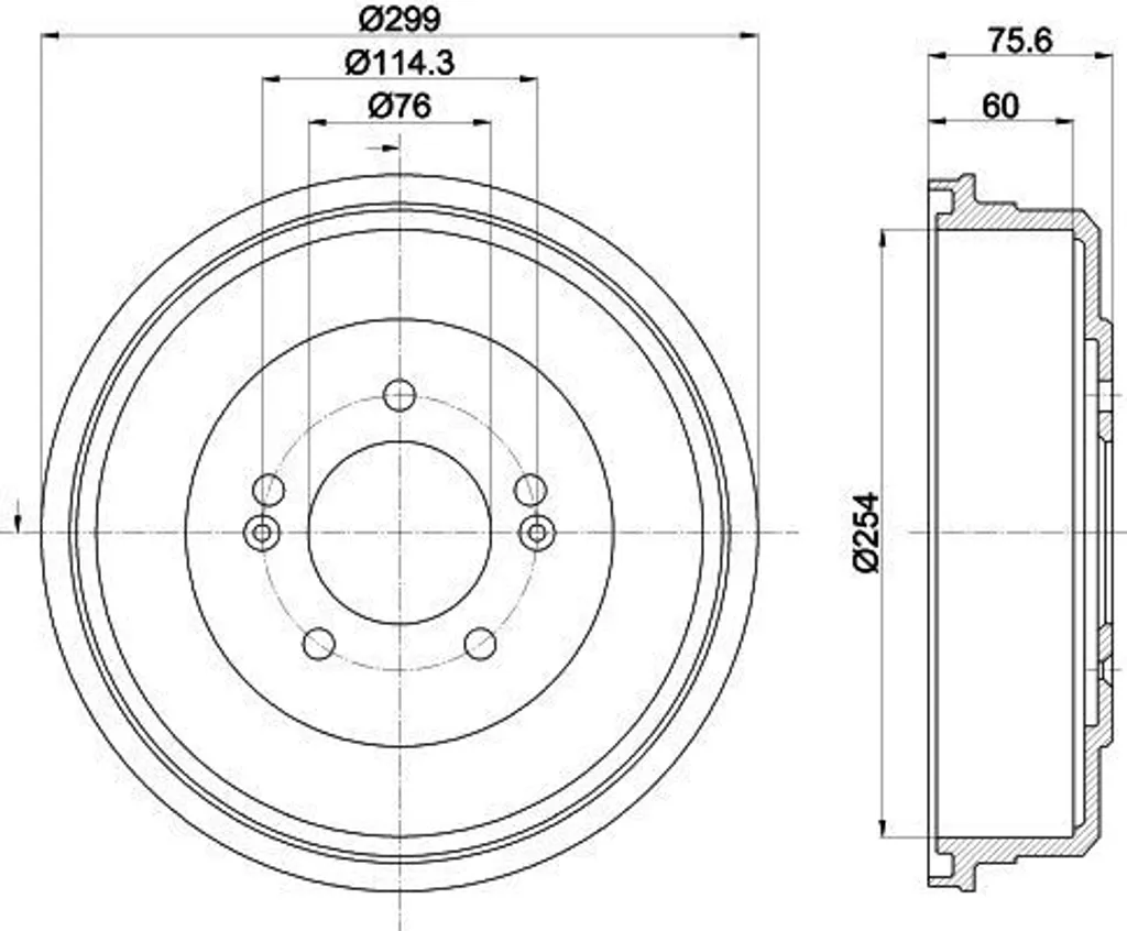 Tambour de frein arrière HELLA 299mm compatible HYUNDAI SANTA FE série