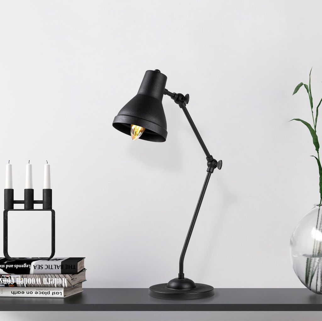 Opviq, Mixed- Mixed FLG, Schwarz, Schreibtischlampen, 16 x 27 x 55 cm, Metallkörper
