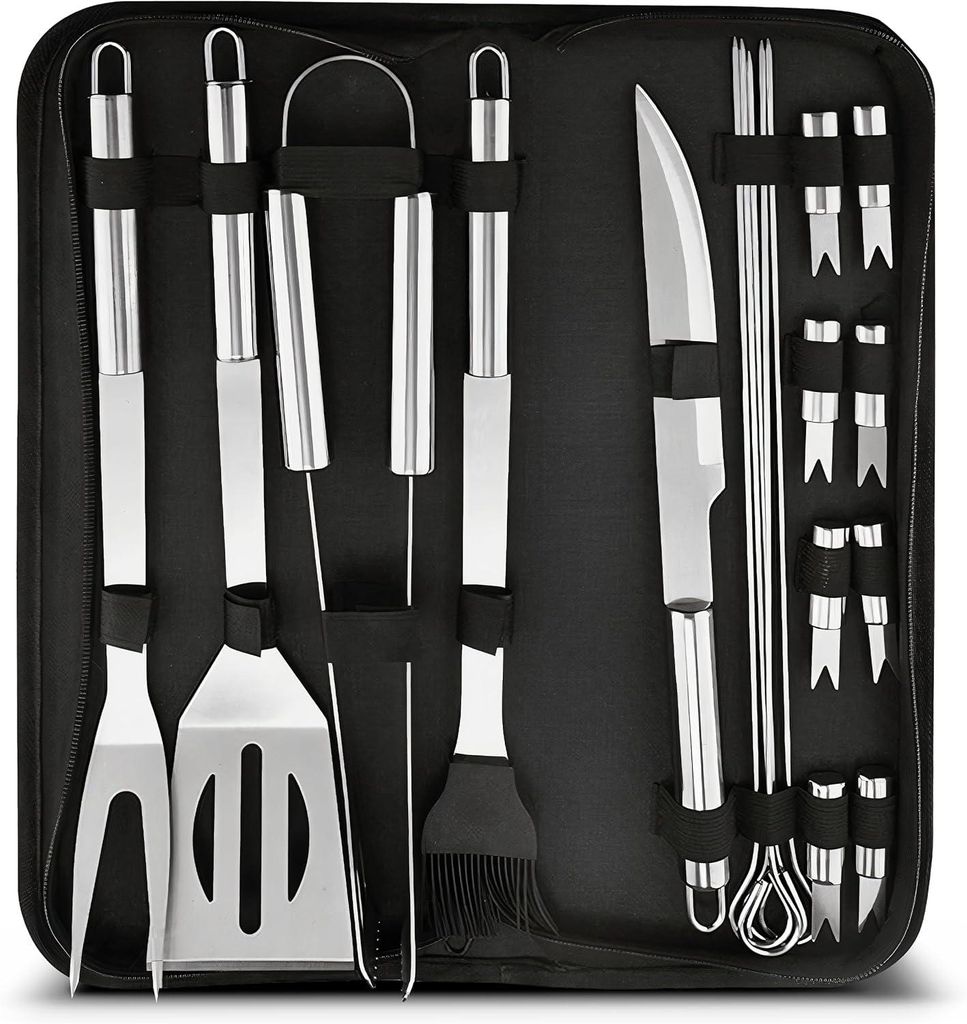 Recalma 18-teiliges BBQ Grillbesteck Set aus Edelstahl mit Produktbild 