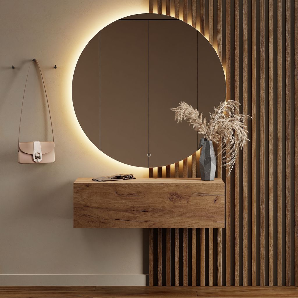 Planetmöbel Flur Möbel Garderobe Hängeschrank 1x 100 cm gold eiche, Wandgarderobe hängend oder stehend