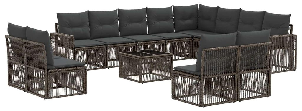 Gartensofa-set 13 pcs Grau und Dunkelgrau Poly-Rattan
