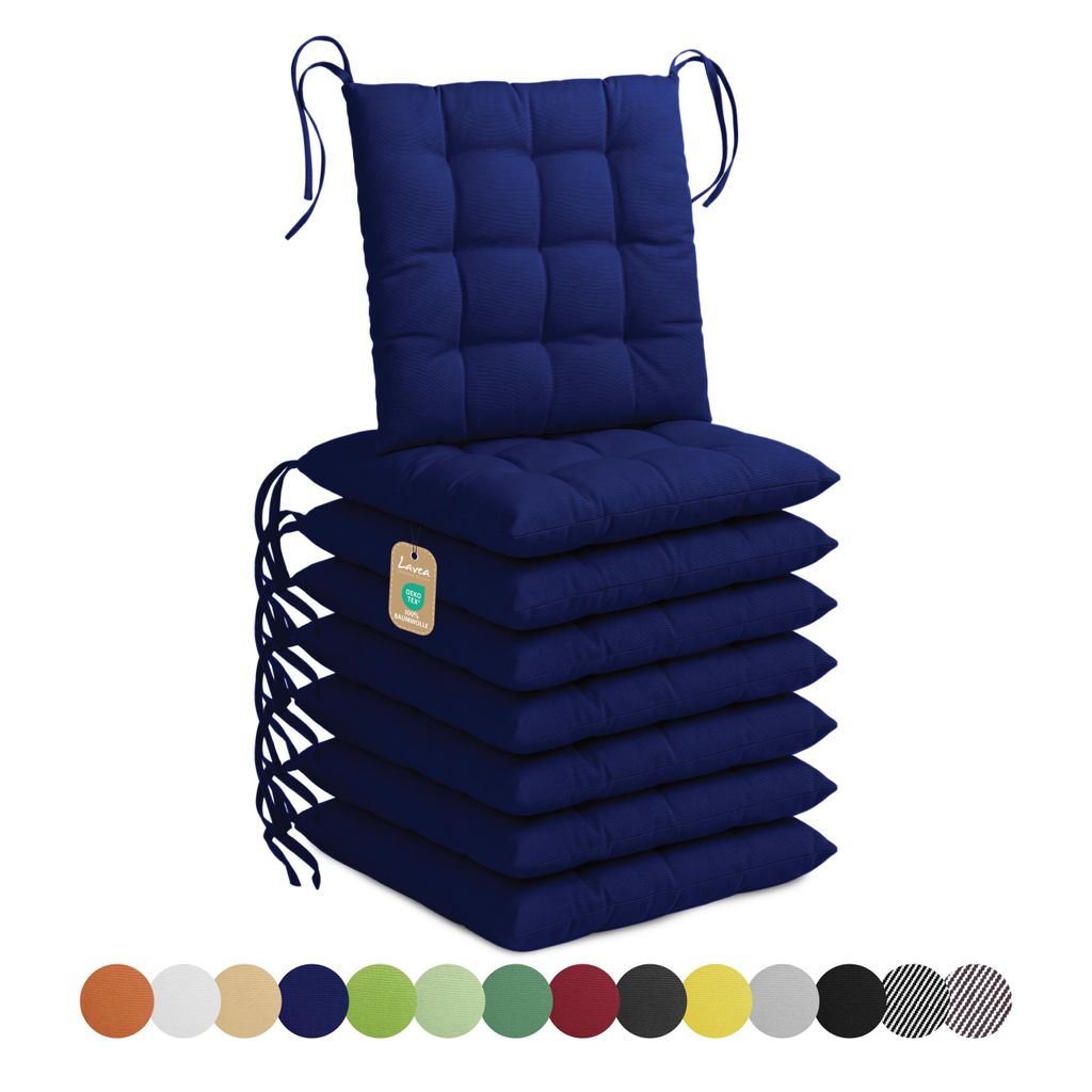 Lavea® Sitzkissen 40x40 cm - 8er Set,  mit Stoffbändern – Produktbild 