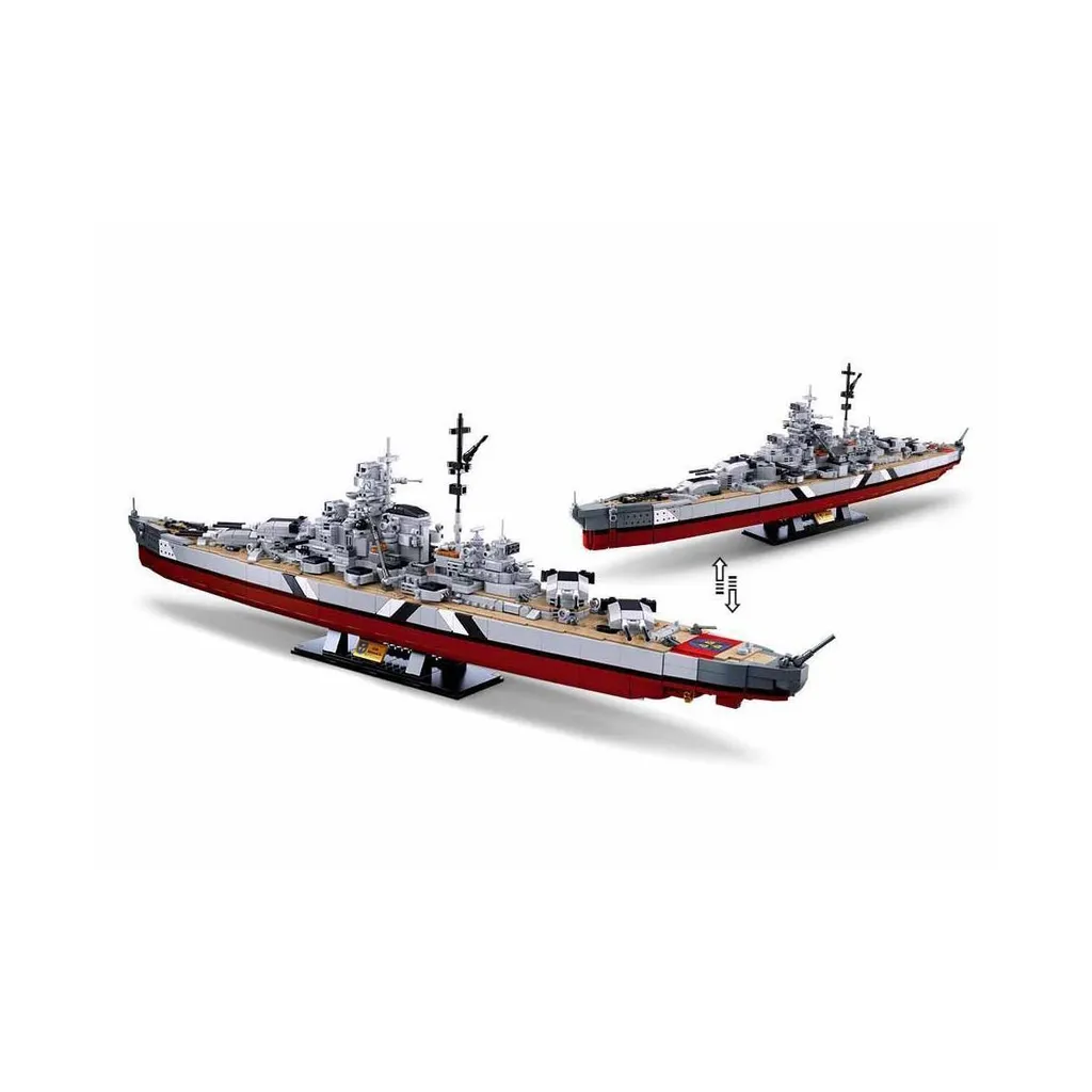 Jeu de Construction Cuirassé Bismarck 2in1 pour Passionné d'Histoire Mer