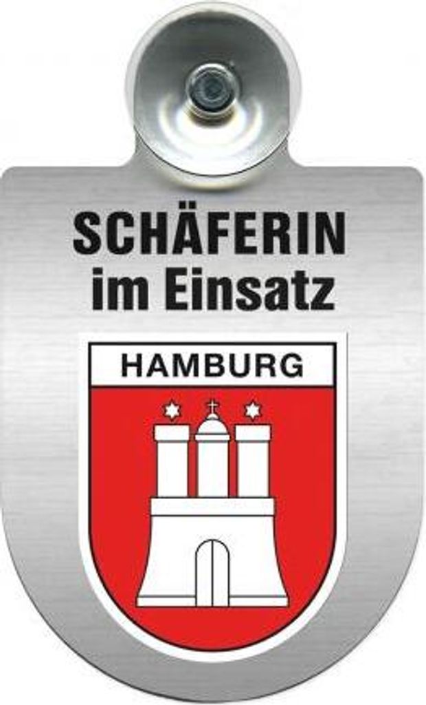 Einsatzschild Windschutzscheibe incl. Saugnapf - Schäferin im Einsatz - 309459 - incl. Regionen nach Wahl Color - Region Hamburg