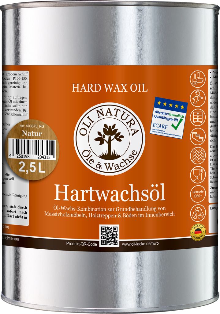 Oli Natura Hartwachsöl, 2,5 Liter / Natur Produktbild 