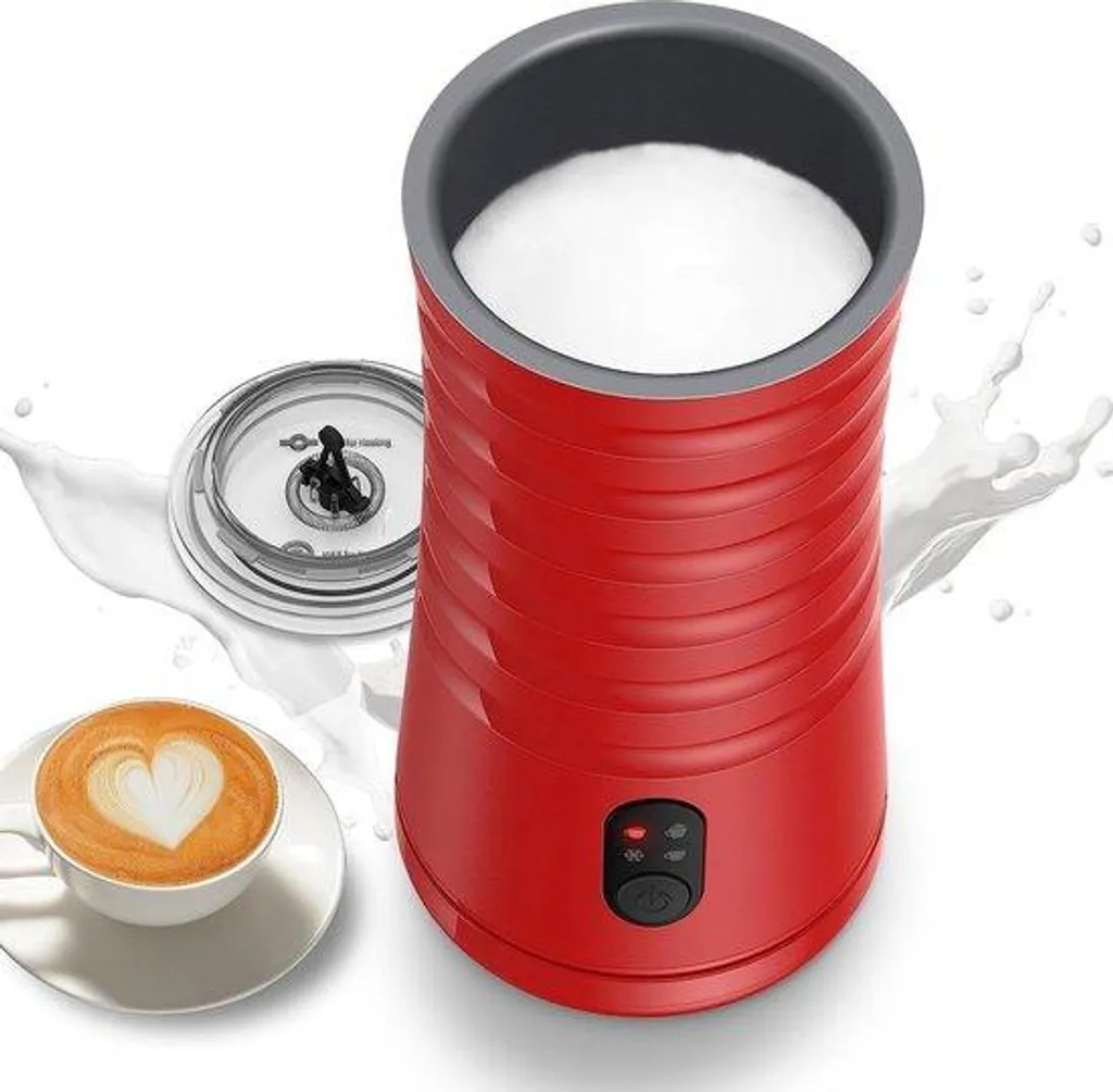 Mousseur à lait automatique intérieur antiadhésif et 4 fonctions - Rouge