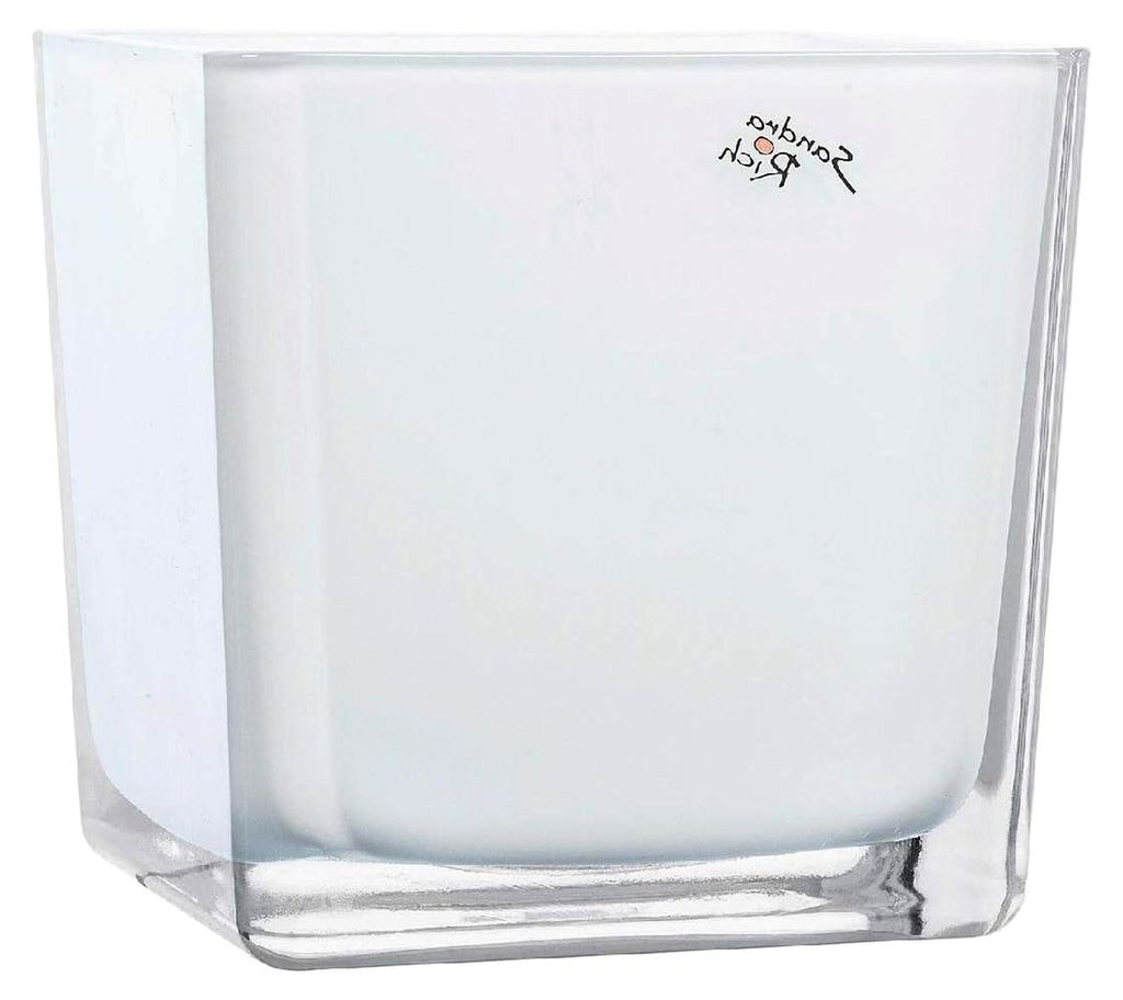 Würfel Glas farbig Blumentopf Übertopf Blumenübertopf weiß 14 cm