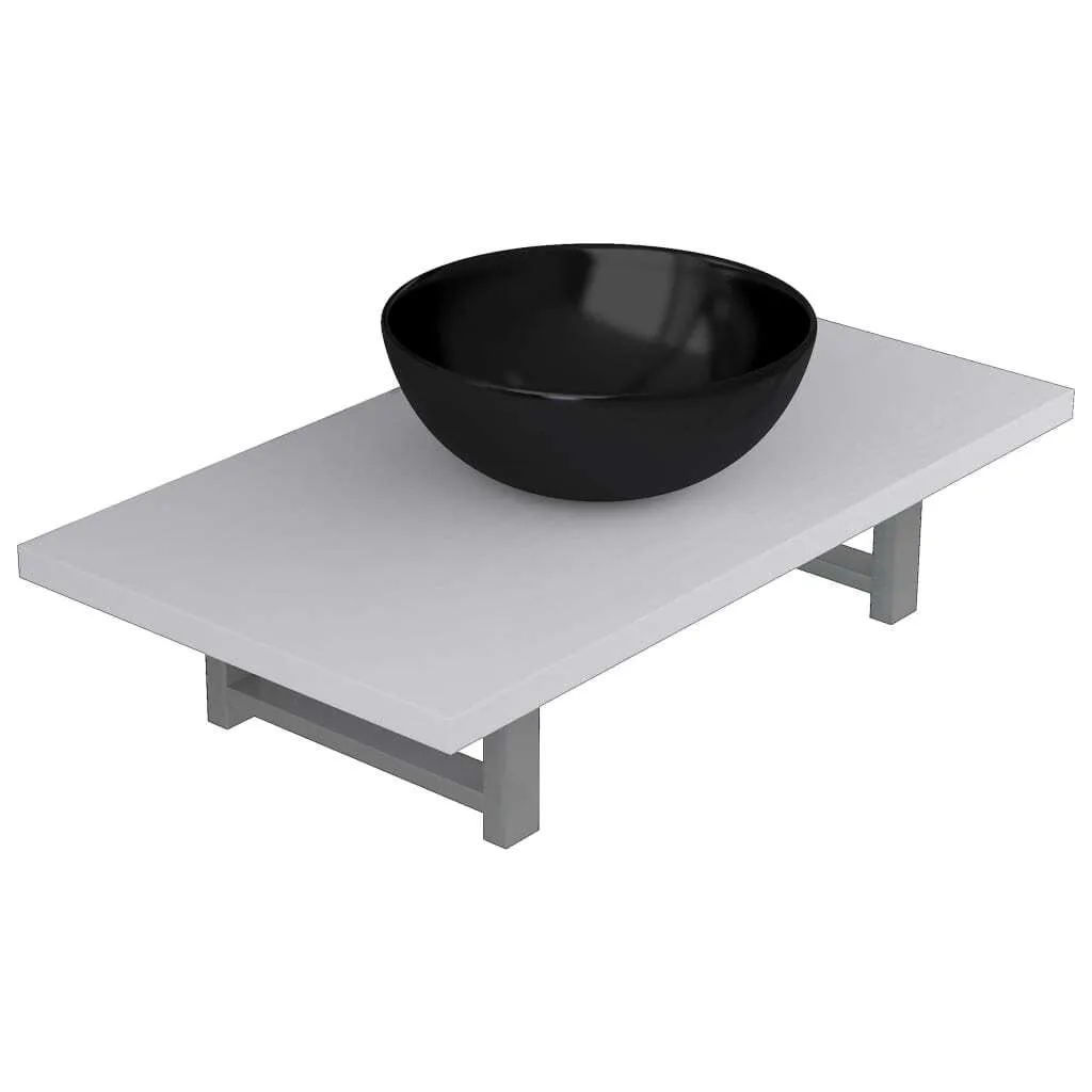 Meuble vasque salle de bain blanc avec vasque céramique et rangements
