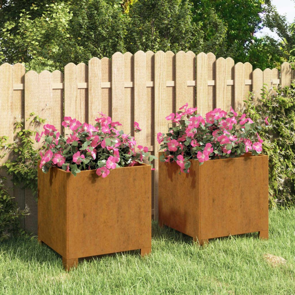 VidaXL Pflanzkübel 2er-Set, Sechseckig – Wetterfester Stahl, Offener Boden, Hochbeet Für Garten & Terrasse