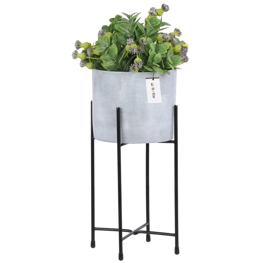 Support de Pot pour Rehausser vos Plantes - Métal Gris Mat H33 cm