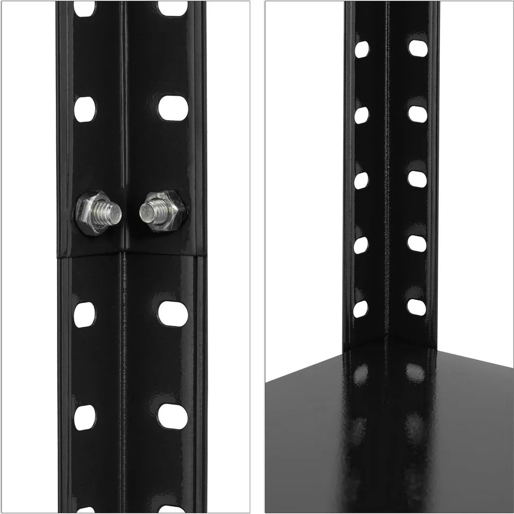Étagères robustes noires 4 niveaux modulables - Charge lourde de 700 kg - 7