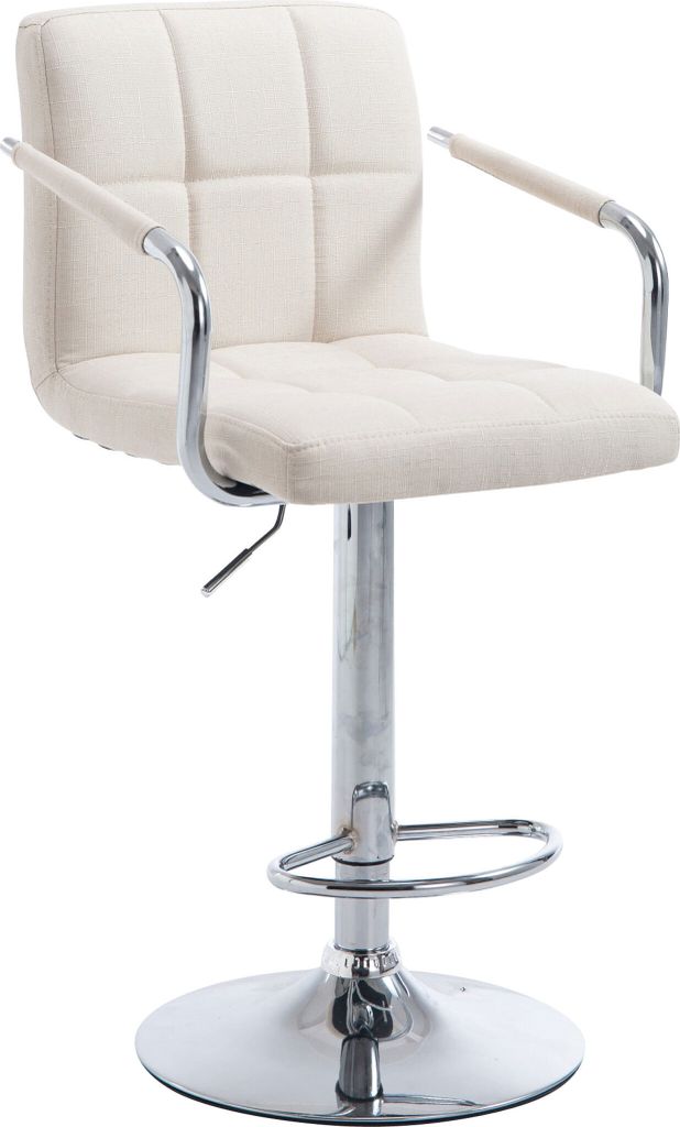 CLP Barhocker Lucy V2 Stoff höhenverstellbar und drehbar,creme chrom