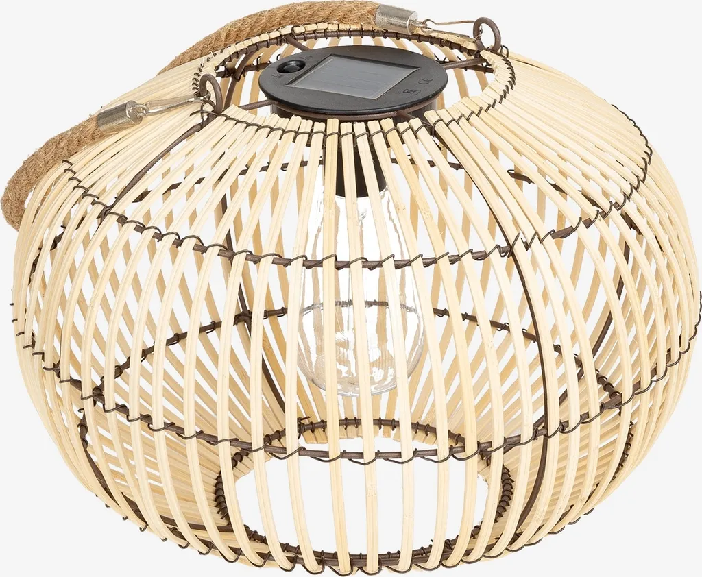 Lampada solare LED in rattan, 31.5cm, Marrone naturale