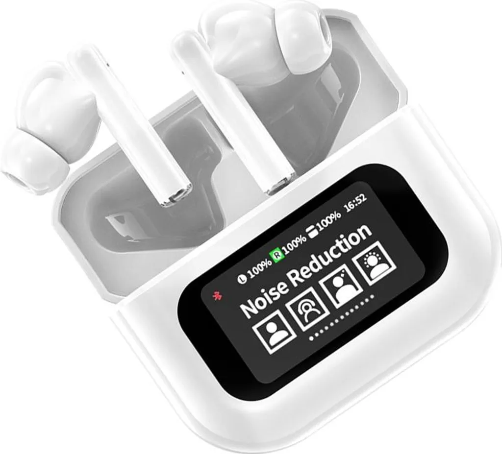 INF Auricolari Bluetooth Bianchi ANC con Display LCD Touch Smart