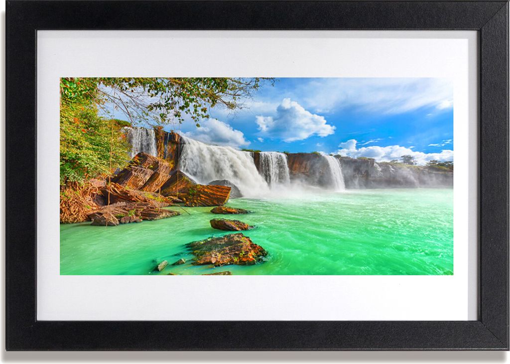Bild 30x20 MDF-Rahmen Wandkunst Wasserfall See Landschaft