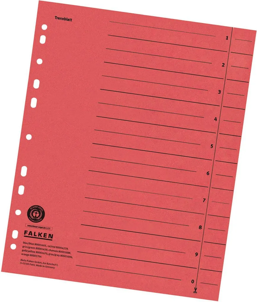 Intercalaires A4 Carton RC 250g rouge teinté dans la masse lot de 100