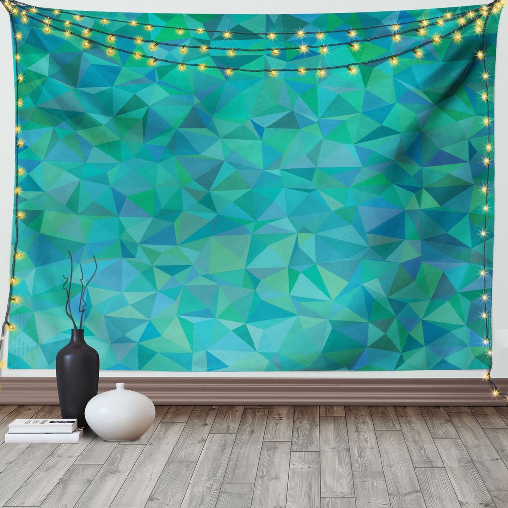 ABAKUHAUS Abstrakt Wandteppich, Triangle Mosaik-Entwurf, Wohnzimmer Schlafzimmer Wandtuch Seidiges Satin Wandteppich, 150 x 100 cm, Grün