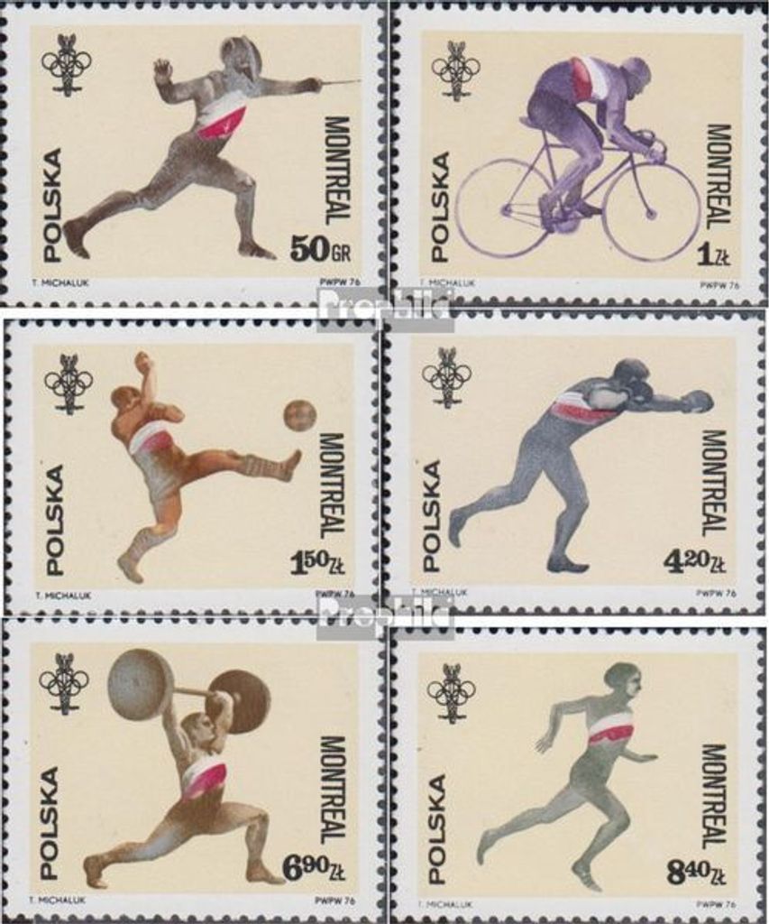 Briefmarken Polen 1976 Mi 2452-2457 (kompl.Ausg.) postfrisch Olymp. Sommerspiele 76, Montreal