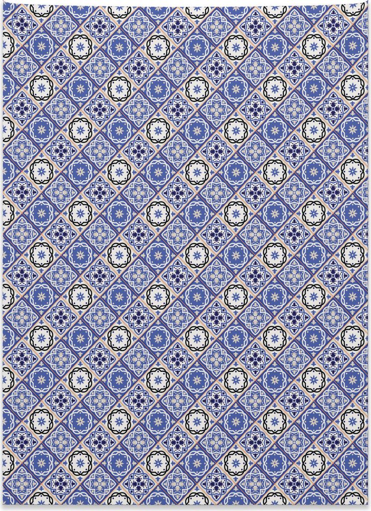 Abakuhaus marokkanisch Wandteppich, Geometrische Quadrate aus Weiches Mikrofaser Stoff Kein Verblassen Klare Farben Waschbar, 110 x 150 cm, Violett...