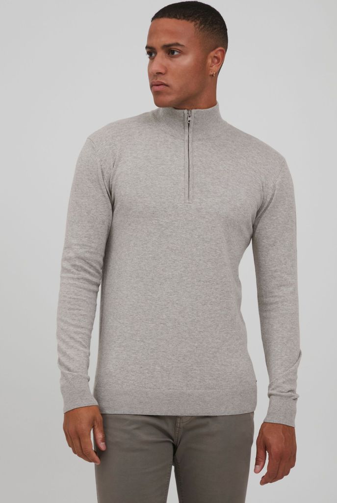 INDICODE IDBaddon Herren Strickpullover Troyer Feinstrick Pullover mit Stehkragen