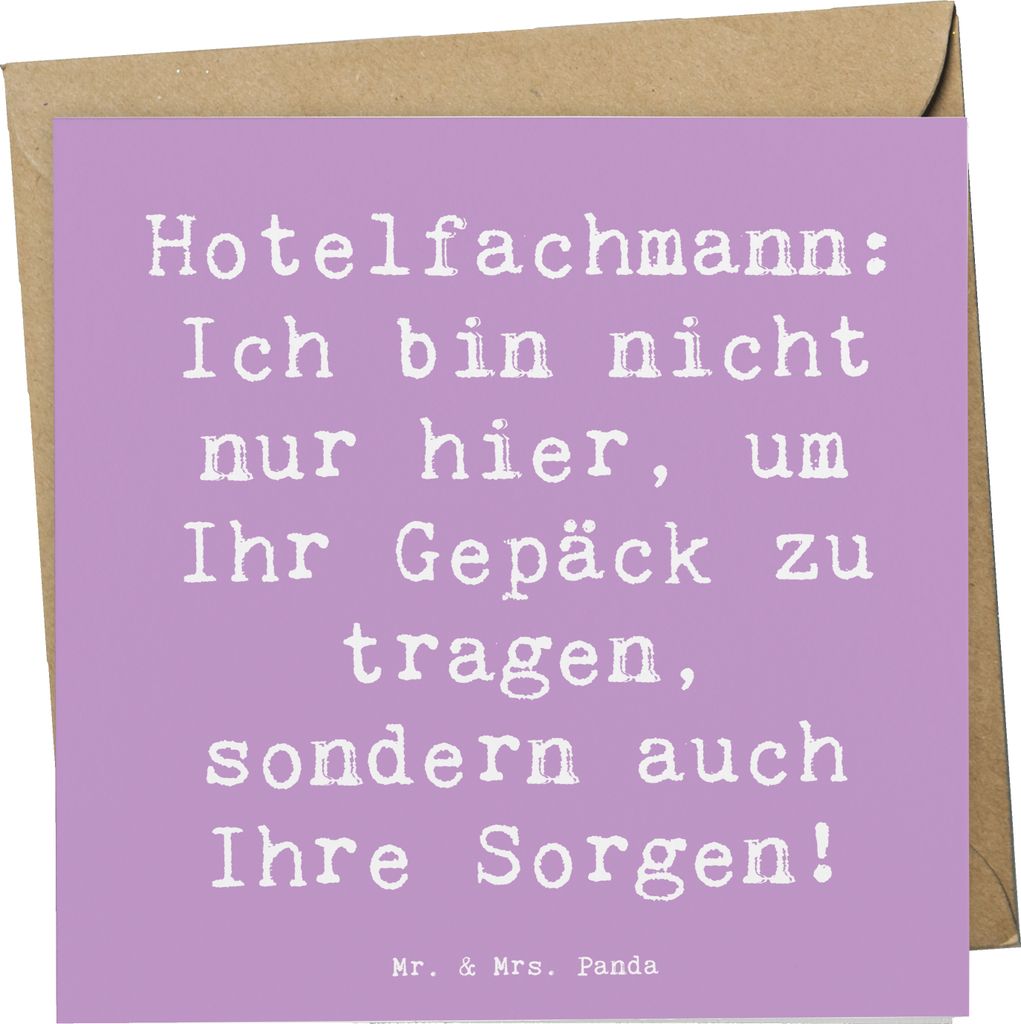 Mr. & Mrs. Panda Grußkarte Spruch Hotelfachmann Sorge - Lavendeltraum - Geschenk, Beruf, Housekeeping, faltkarte, doppelkarte, anlasskarte, Servic...