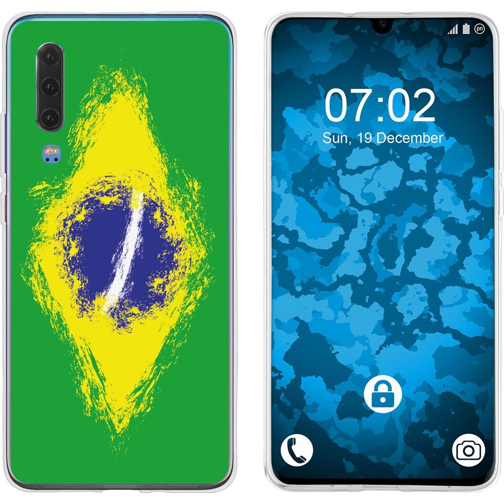 PhoneNatic Case kompatibel mit Huawei P30 Silikon-Hülle WM Brasilien M3