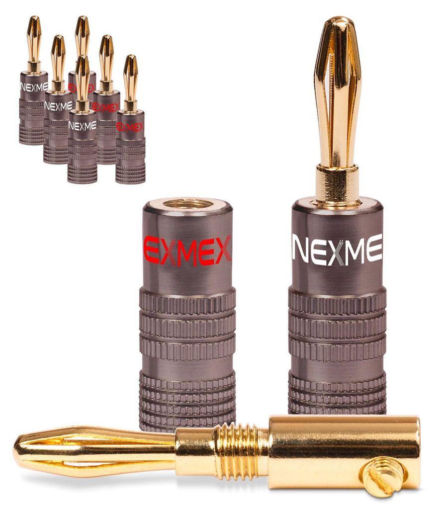 8x Bananenstecker NEXMEX 24K vergoldet High End Stecker Produktbild 