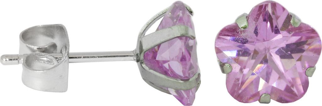 Ohrstecker aus Chirurgenstahl mit Blume in verschiedenen Farben Größe - 3 mm Farbe - Pink