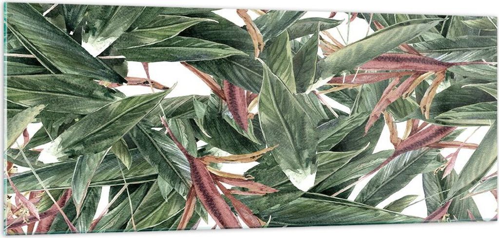Bilder auf glas - Pflanze Blatt Blume - 100x40cm - Glasbilder - Wandbilder - Kunstdruck - zum Aufhängen bereit - Wanddekoration aus Glas - Glas Bi...