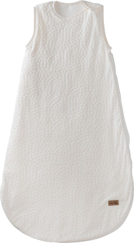roba Babyschlafsack Seashells Oyster 90 cm - Ganzjahres Kinderschlafsack aus Baumwolle - Musselin GOTS & Standard 100 - Weiß