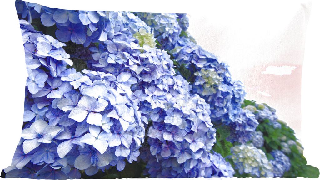 MuchoWow Zierkissen Sofakissen Wohnzimmer Dekokissen 50x30 cm Hortensienblüten - Wohnzimmerdekoration - Polster mit Photo