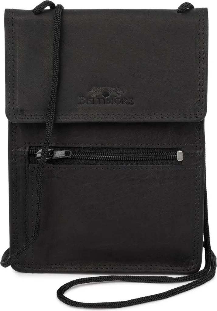 Sacoche Beltimore krad78black en cuir noir - Petit format bandoulière