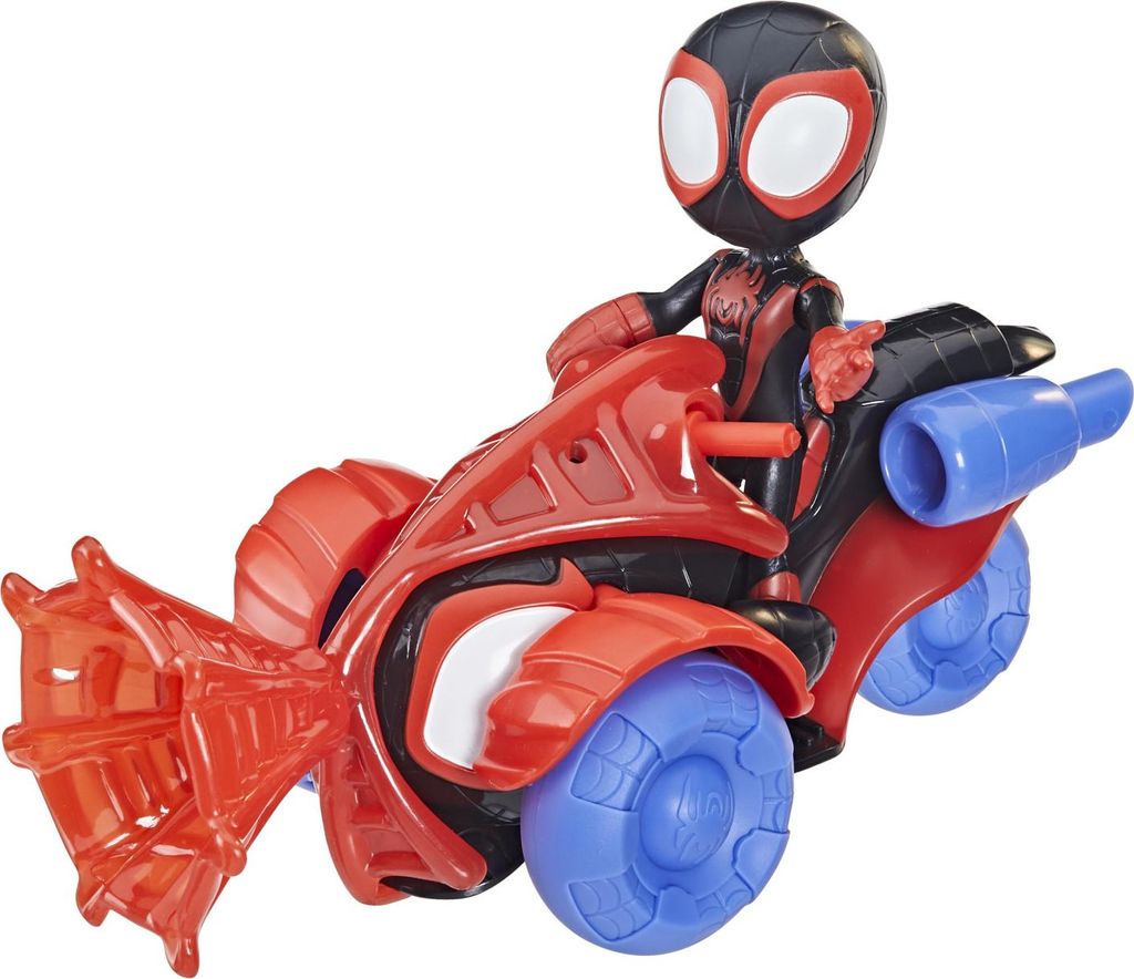 Marvel Spidey und seine fantastischen Freunde, Miles Morales: Spider-Man Techno Racer Set, Actionfigur mit Fahrzeug und Zubehör, Spielzeug, Vorsch...