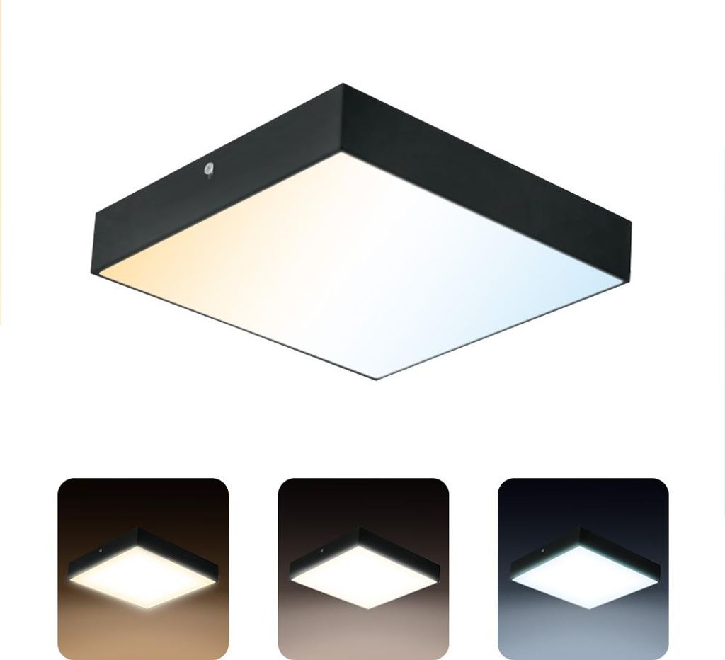 LED-Deckenleuchte CATALINA/S 12W 1050lm 3CCT IP20 quadratisch schwarz | HOROZ