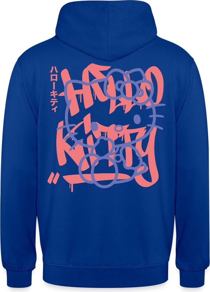 Spreadshirt Hello Kitty Mit Schriftzug Graffiti Stil Uni Hoodie, M, Royalblau